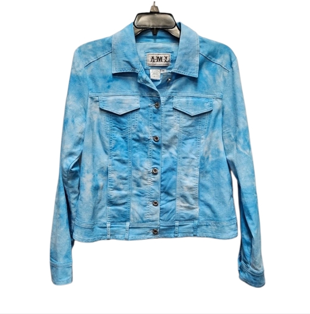 AMI Blue Tie Dye Button Up Denim Jacket Size M
